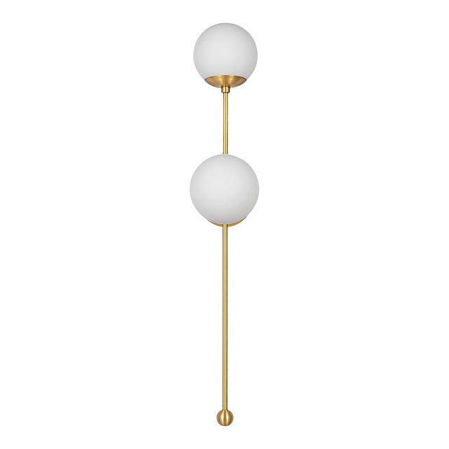Schwung Globe Wall Sconce, 2-Light, Brasserie Style, Brass — Lbb, Black Gunmetal, Polished Nickel For Sale