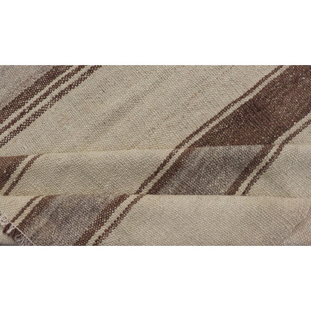 Vintage Turkish Kilim With Vertical Stripes in Tan, Taupe, Grey, Cream and Brown For Sale - Image 10 of 11