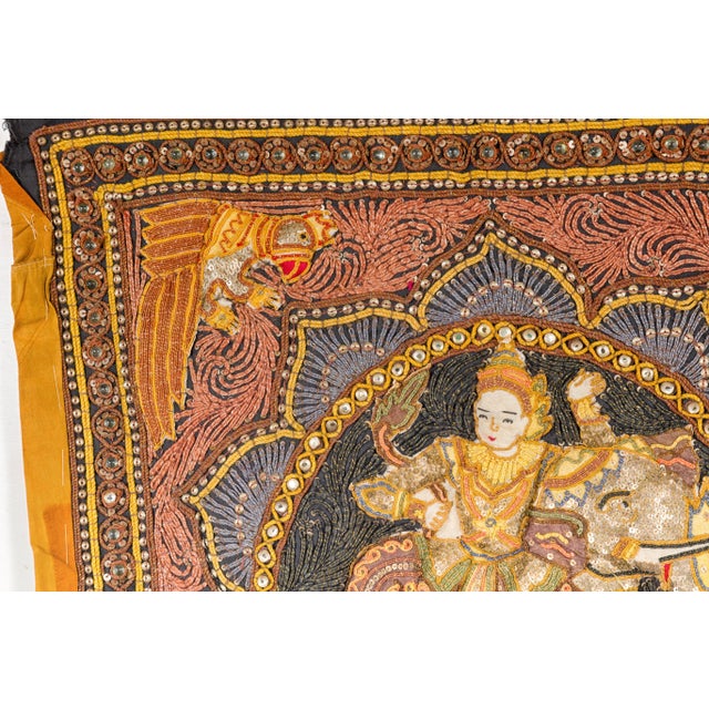 Kalaga 19th Century Tapestry with Stones, Sequins and Colorful Thread For Sale In New York - Image 6 of 12