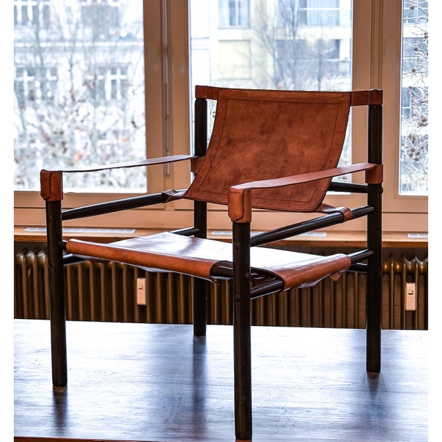 Mid-Century Modern Vintage Leather Safari Chairs by Abel Gonzalez, 1960s, Set of 2 For Sale - Image 3 of 18