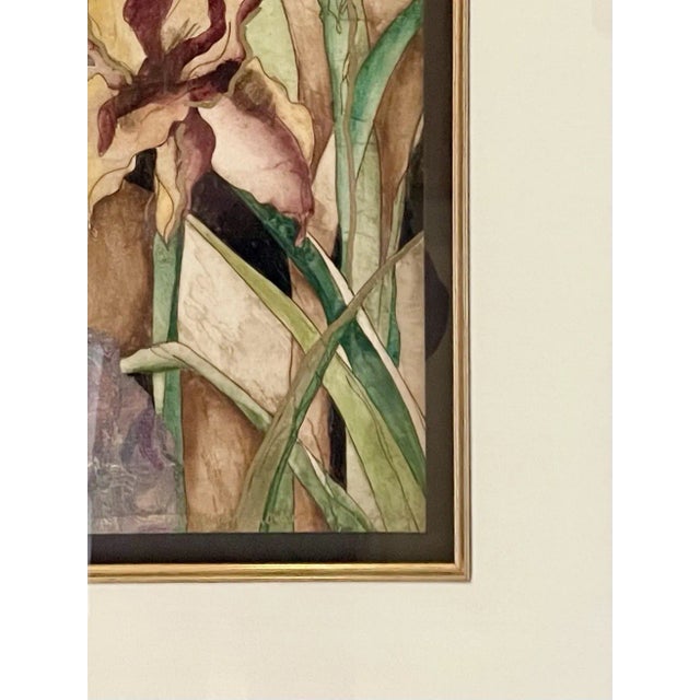 Black "Spring Flowers" Original Framed & Matted Mixed Media Painting For Sale - Image 8 of 12