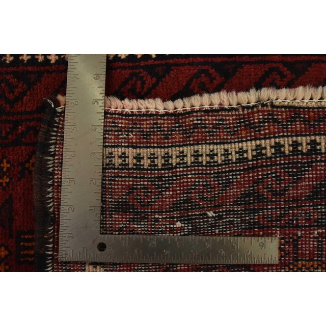 Baloch Rug 3’9” X 6’7” Red Wool Vintage Tribal Hand-Knotted Oriental Carpet For Sale - Image 13 of 13