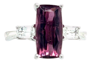 Natural Tourmaline White Sapphire Ring 7 14k W Gold 3.57 TCW Certified