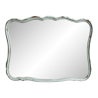 Vintage French Provincial Scalloped Distressed Mirror For Sale