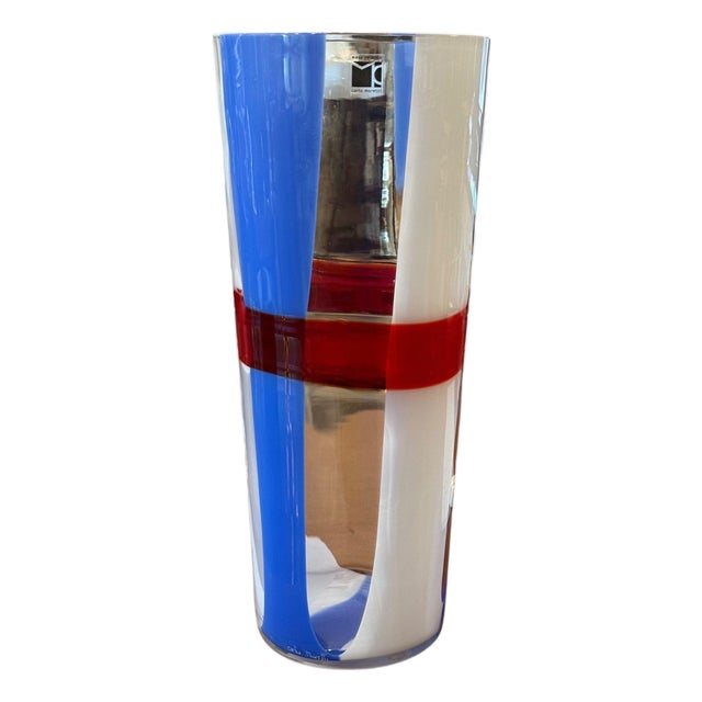 Carlo Moretti Signed Geometric Murano Glass Vase. Italy, 2010. For Sale