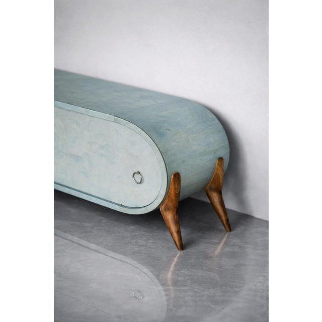 Mid-Century Modern Italian Turquoise Streamline Sideboard in Birch, 1960s For Sale - Image 12 of 18