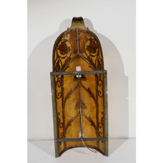 Brass Large American Classical Cast Brass & Mica Wall Sconce For Sale - Image 8 of 10