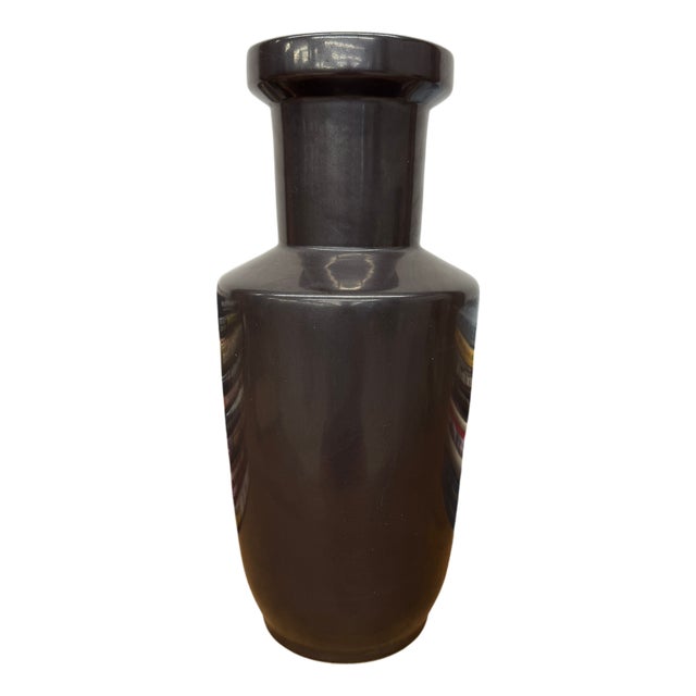 Charcoal Glaze Grey Ceramic Vase with Cylindrical Form For Sale