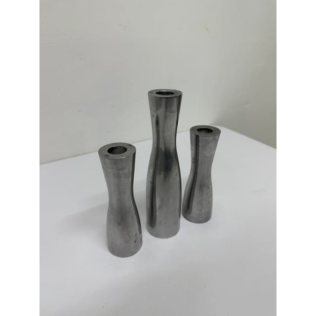 Erika Pekkari Steel Candlestick Holders, 1990s - Set of Three For Sale - Image 4 of 13