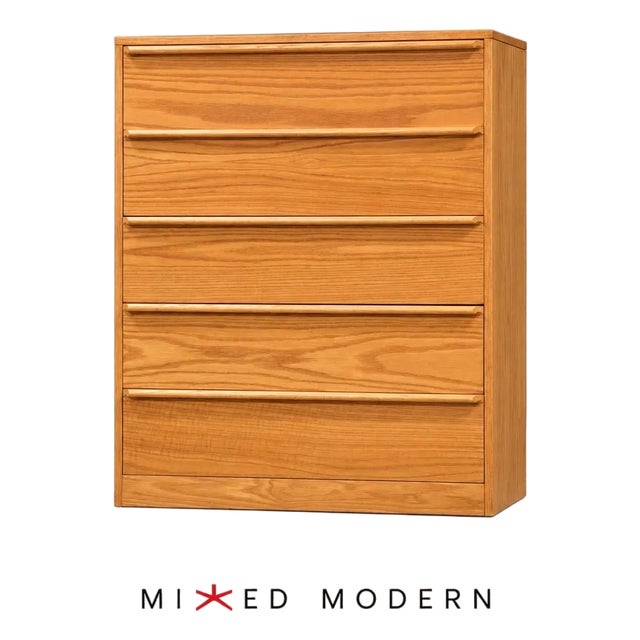 1980s Modern Oak Tall Dresser For Sale