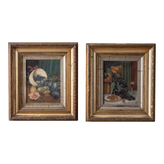 Pair of Victorian Still Life Oil Paintings, English, c.1870 For Sale