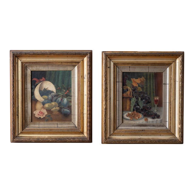 Pair of Victorian Still Life Oil Paintings, English, c.1870 For Sale