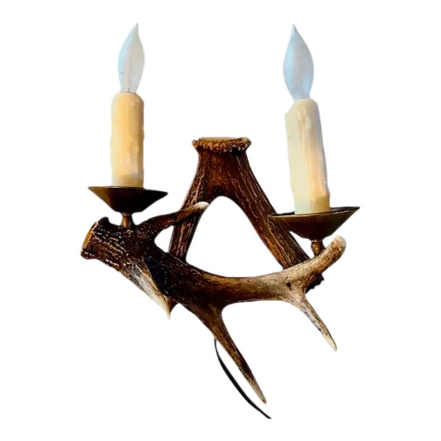 Vintage 1960s Antler Wall Sconce For Sale