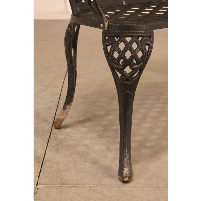 Black Cast Aluminum Garden Bench With Ornate Lattice Back For Sale - Image 8 of 18