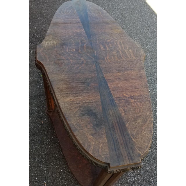 Brown Art Nouveau Coffee Table With Brass Detail For Sale - Image 8 of 9