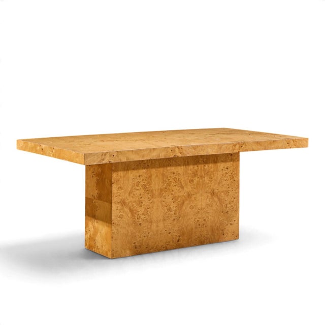 Milo Baughman for Thayer Coggin Mid Century Burlwood Expanding Dining Table With 2 Leaves For Sale In Chicago - Image 6 of 13