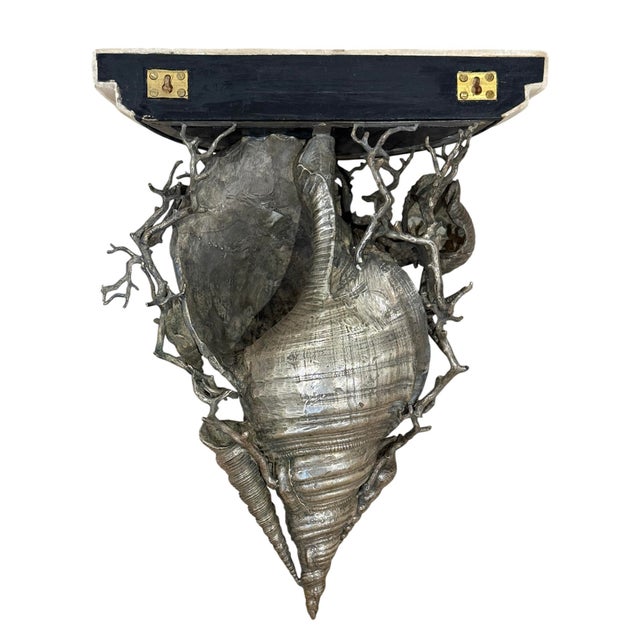 Late 20th Century Pr/Maitland Smith Silver Conch Shell Wall Shelves For Sale - Image 5 of 8