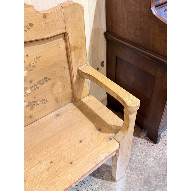 Antique Painted Pine Folk Art Armchair With Hand-Painted Floral Decoration For Sale - Image 4 of 7