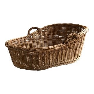 Vintage Handwoven Moses Basket / Pet Bed For Sale
