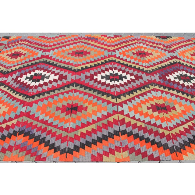 1960's Handmade Turkish Kilim Rug - 79" X 126" For Sale - Image 9 of 11