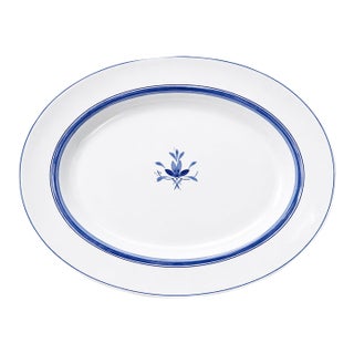 Vintage Dutch Blue & White Ironstone Platter – Petrus Regout Maastricht – Double Band Rim – 15.25” For Sale