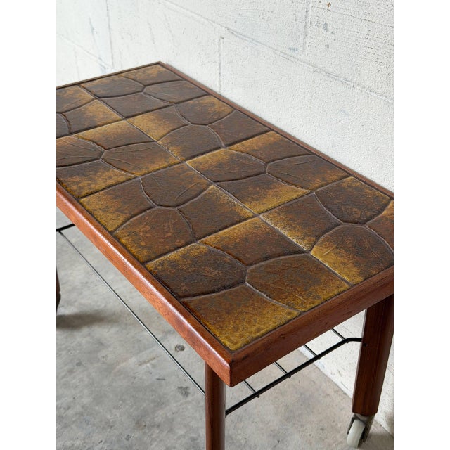 1960s Teak Tile Coffee Table With Lower Shelf Danish Mid-Century Modern 1960s For Sale - Image 5 of 10