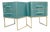 Handmade Wood Azure Bedside Tables with Brass Edging, Set of 2 For Sale