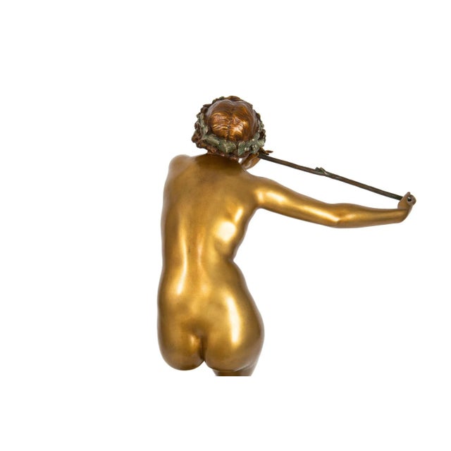 Metal Art Deco Period Bronze Sculpture “Flute Player” by Paul Philippe For Sale - Image 7 of 12