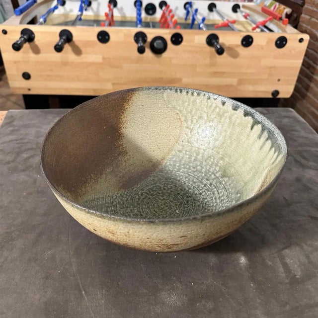 Dark Green 1960s Organic Modern Stoneware Bowl by Nanni Valentini for Ceramica Arcore For Sale - Image 8 of 12