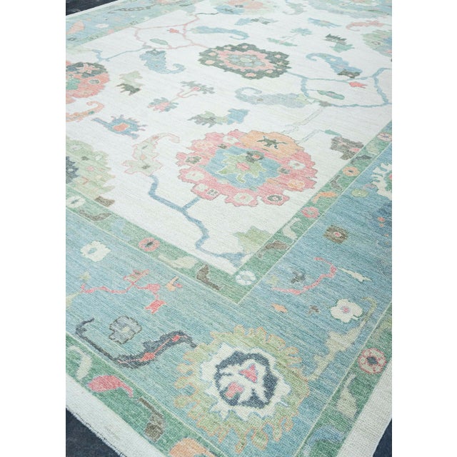 Blue Turkish Oushak Rug 12'2" x 15'7" #20298 For Sale - Image 8 of 8