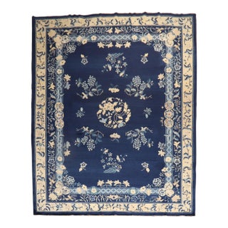 Vintage Navy Chinese Peking Rug - 8'11" x 11'6" For Sale