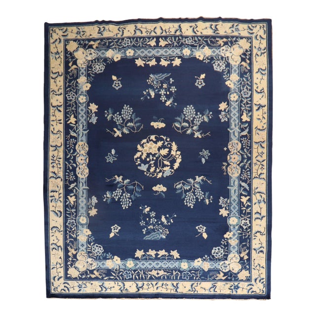 Vintage Navy Chinese Peking Rug - 8'11" x 11'6" For Sale