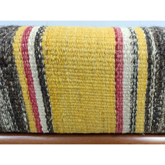 Traditional Handmade Colorblock Kilim Upholstered Bench For Sale - Image 3 of 10