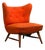 Elias Svendberg, Rare Easy Chair, Wood, Red Fabric, Sweden, 1940s For Sale