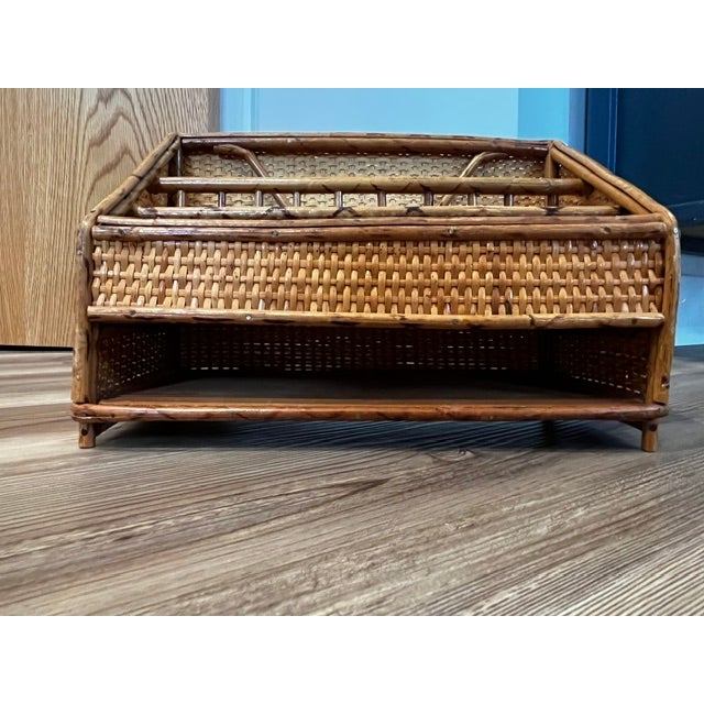 Vintage Bamboo Desk Organizer For Sale - Image 4 of 8