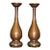 Vintage Pair Solid Copper Tall Candlesticks, Elegant Pear Shape Stemmed Candle Holders, Chinoiserie Matching Altar Set For Sale