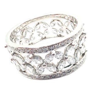 Tiffany & Co. Victoria Platinum Diamond Wide Band Ring, Size 7.25 For Sale