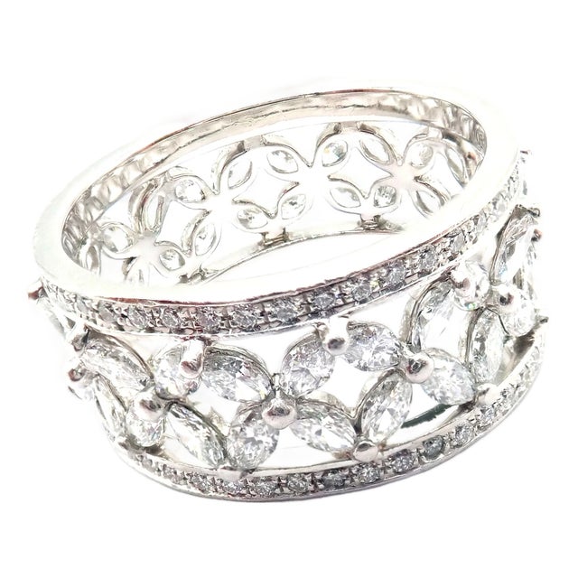 Tiffany & Co. Victoria Platinum Diamond Wide Band Ring, Size 7.25 For Sale