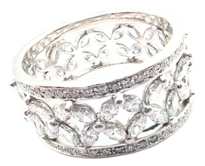 Tiffany & Co. Victoria Platinum Diamond Wide Band Ring, Size 7.25