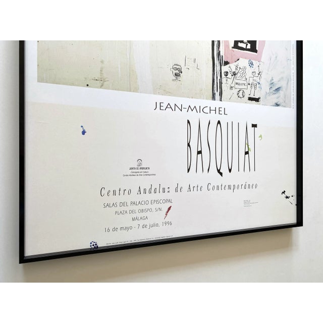 Metal Jean Michel Basquiat Vintage 1996 Lithograph Print Large Framed Museum Exhibition Poster " Big Shoes " 1983 For Sale - Image 7 of 13