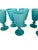 Beautiful set of Portieux Vallerysthal Turquoise Opaque, Wafer Stem, fluted wine glasses from France.