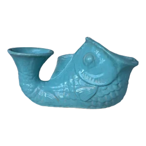 Turquoise Glazed Pottery Koi Fish Planter Gladding, McBean