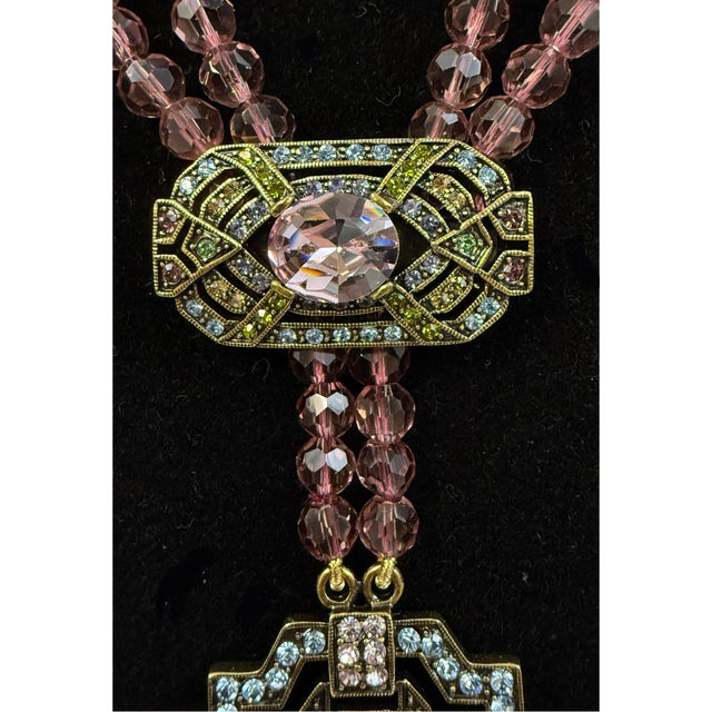 Heidi Daus Art Deco Lavender Swarovski Crystal Signed Necklace New W/ Box Retired For Sale In Los Angeles - Image 6 of 12