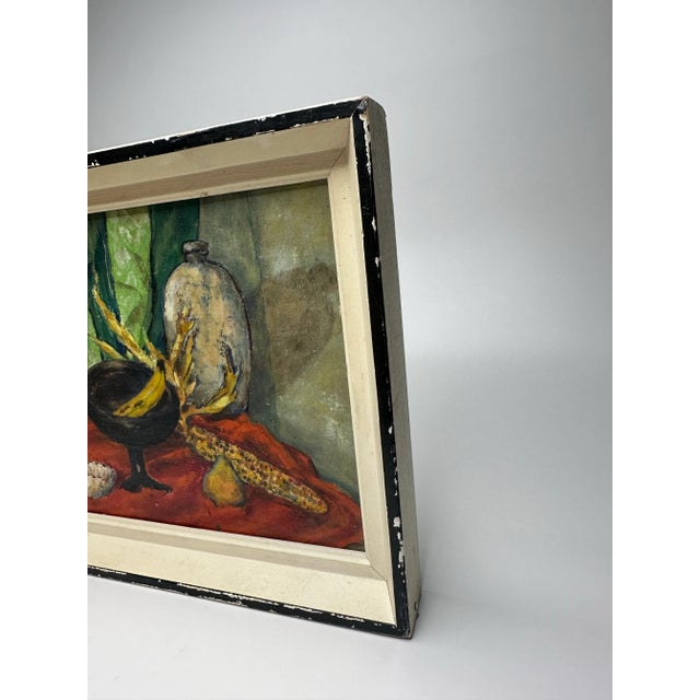 Mid Century Modern Still Life Framed Original Oil Painting For Sale - Image 12 of 12