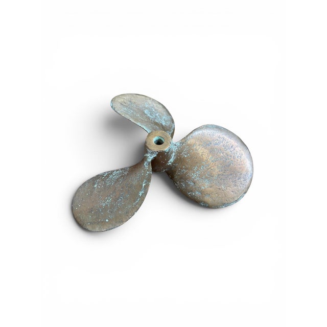 Antique Bronze Brass Weathered Propeller For Sale - Image 4 of 6
