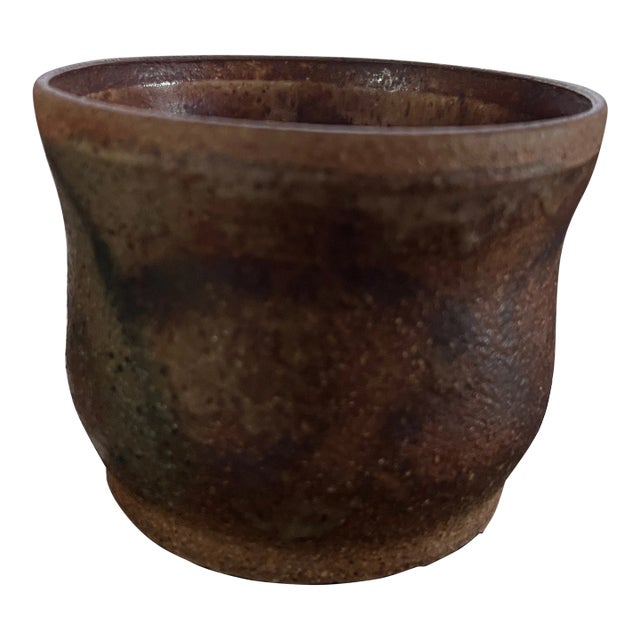 Vintage Wood Fired Ceramic Vase For Sale