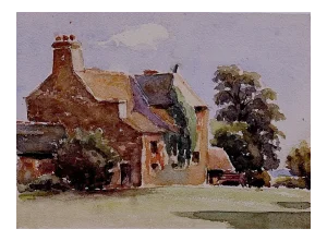 Unknown - Village House - Original Ink and Watercolor - 1890s