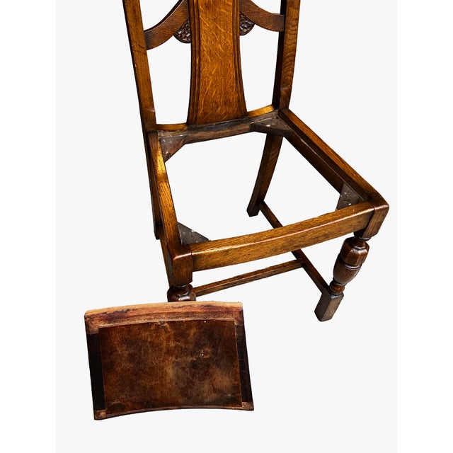 Brown 1940s Set of 3 English Oak Dining Chairs For Sale - Image 8 of 8