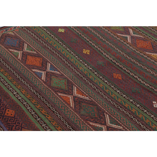 Tribal Vintage Persian Soumak Kilim, Burgundy With Vibrant Tribal Motifs - Rug & Kilim For Sale - Image 3 of 8