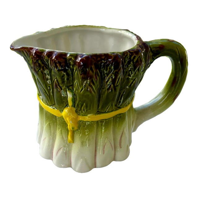 Mancer Italian Majolica Asparagus Pitcher For Sale